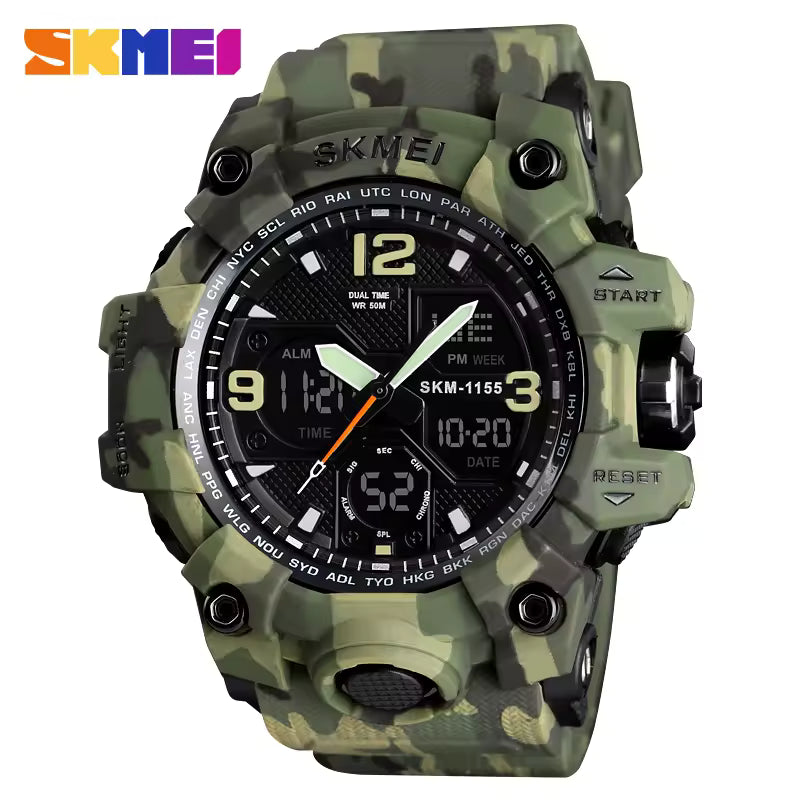 Athletic Watches Hot Jam Tangan Skmei 1155B Analog Digital Watch Camouflage Green Sport Men Wristwatch Relogio Relojes De Hombre