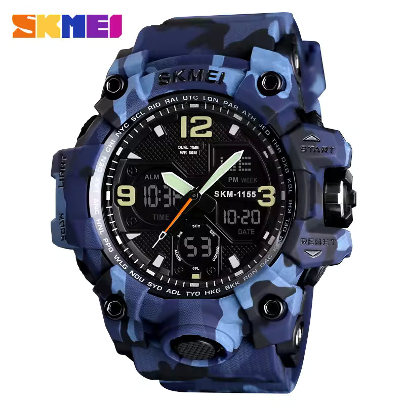 Athletic Watches Hot Jam Tangan Skmei 1155B Analog Digital Watch Camouflage Green Sport Men Wristwatch Relogio Relojes De Hombre
