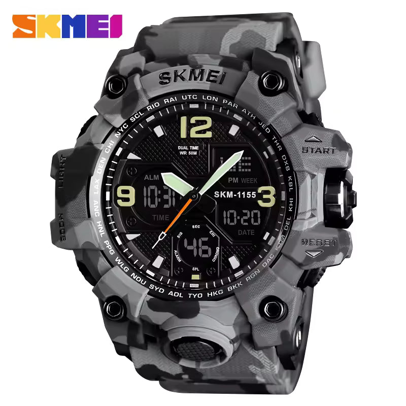 Athletic Watches Hot Jam Tangan Skmei 1155B Analog Digital Watch Camouflage Green Sport Men Wristwatch Relogio Relojes De Hombre