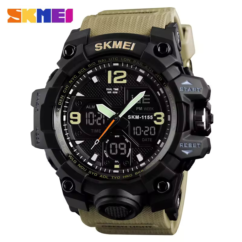 Athletic Watches Hot Jam Tangan Skmei 1155B Analog Digital Watch Camouflage Green Sport Men Wristwatch Relogio Relojes De Hombre