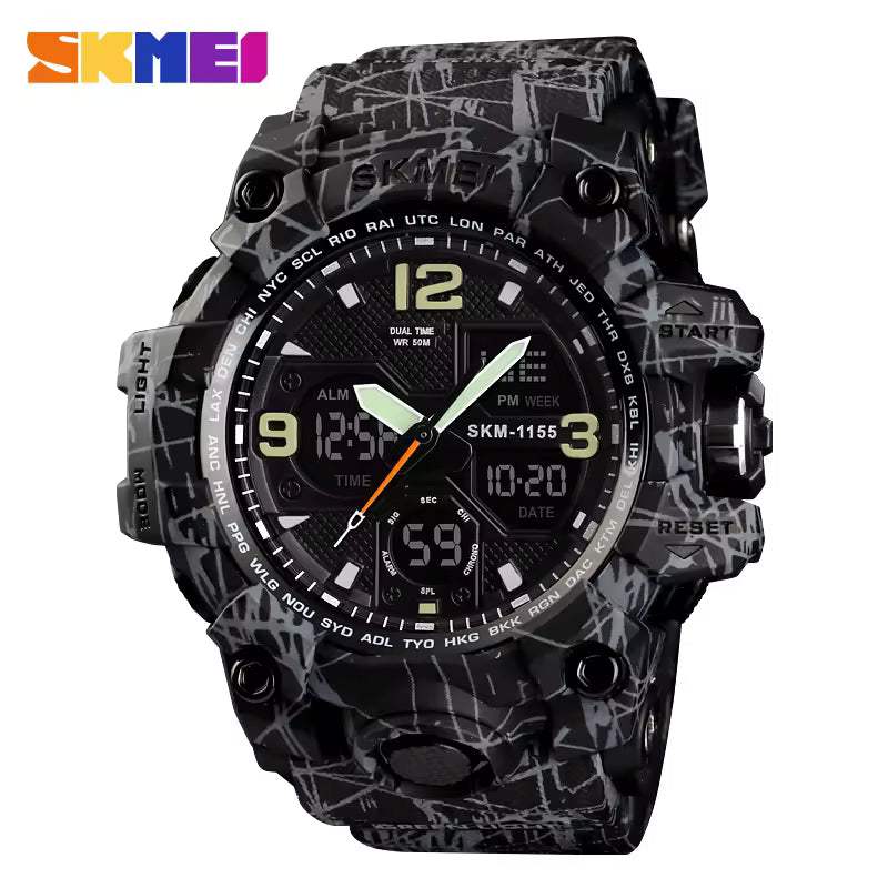 Athletic Watches Hot Jam Tangan Skmei 1155B Analog Digital Watch Camouflage Green Sport Men Wristwatch Relogio Relojes De Hombre