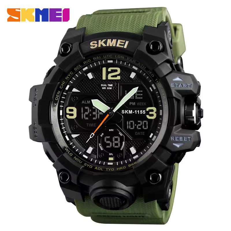 Athletic Watches Hot Jam Tangan Skmei 1155B Analog Digital Watch Camouflage Green Sport Men Wristwatch Relogio Relojes De Hombre