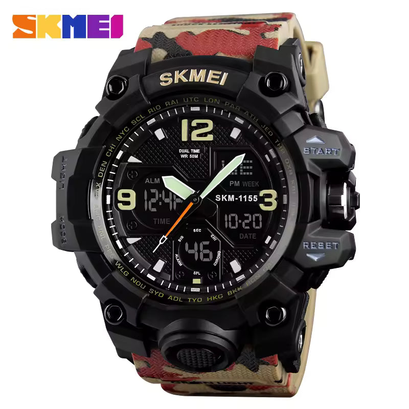 Athletic Watches Hot Jam Tangan Skmei 1155B Analog Digital Watch Camouflage Green Sport Men Wristwatch Relogio Relojes De Hombre