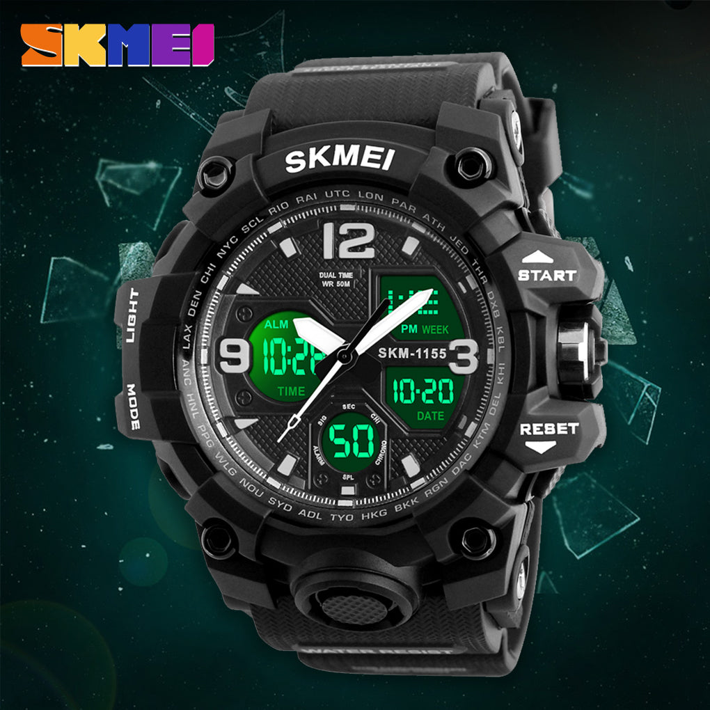 Athletic Watches Hot Jam Tangan Skmei 1155B Analog Digital Watch Camouflage Green Sport Men Wristwatch Relogio Relojes De Hombre