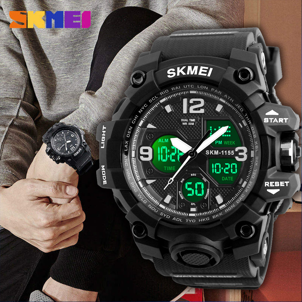 Athletic Watches Hot Jam Tangan Skmei 1155B Analog Digital Watch Camouflage Green Sport Men Wristwatch Relogio Relojes De Hombre