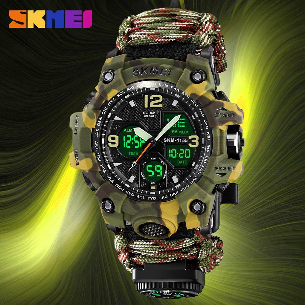 Athletic Watches Hot Jam Tangan Skmei 1155B Analog Digital Watch Camouflage Green Sport Men Wristwatch Relogio Relojes De Hombre